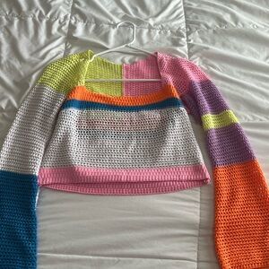 Colorful Crochet Patchwork Sweater